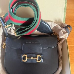 Gucci Black Leather Crossbody Bag with Gold Hardware